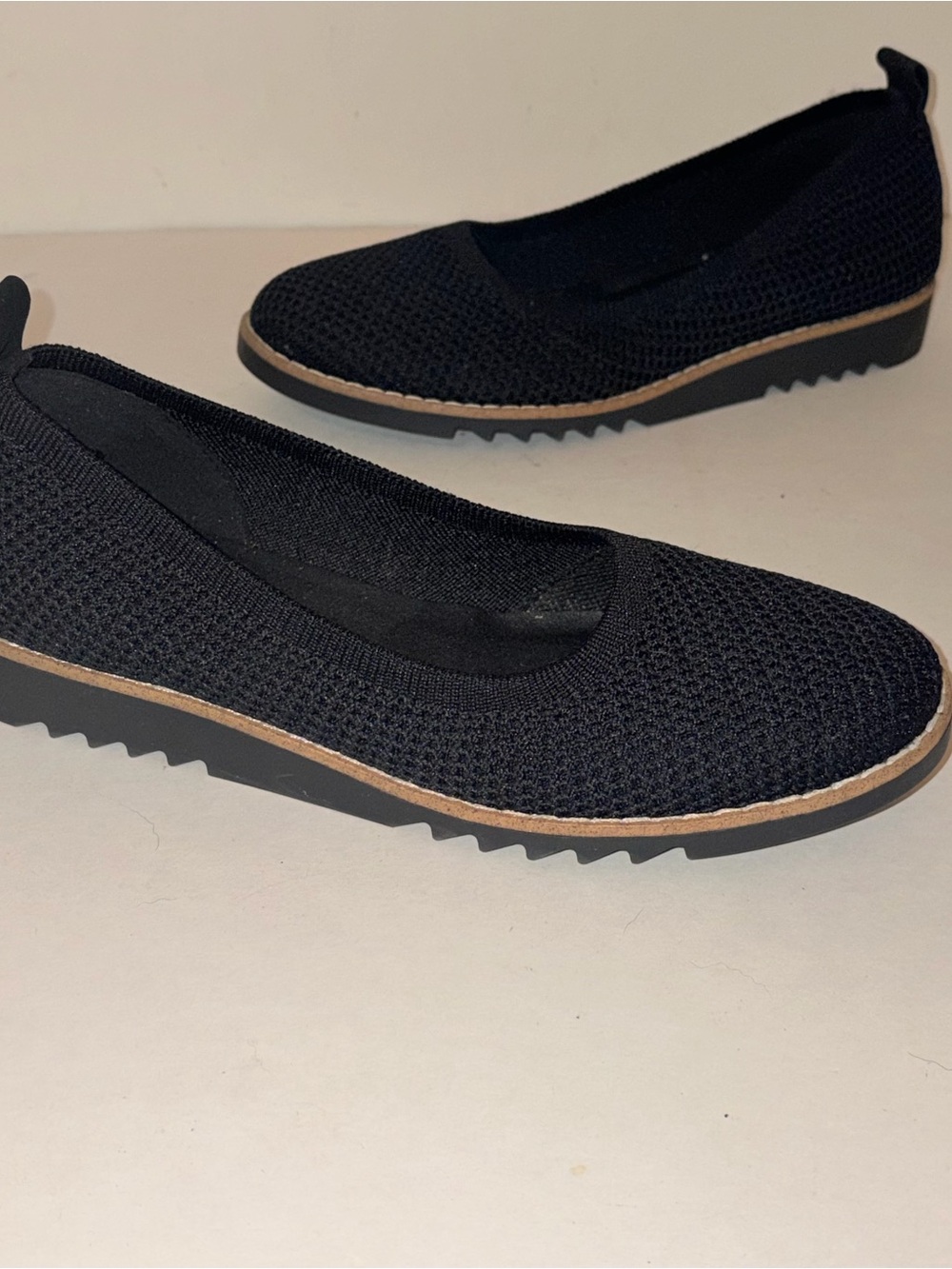 Eileen Fisher Etta Black Knit Slip On Flats Comfort Shoes